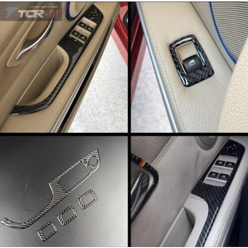 For BMW E90 E92 E93 Car styling Carbon Fiber Window Lifter Switch Buttons Decorative Frame Cover Trim Interior Molding Sticker