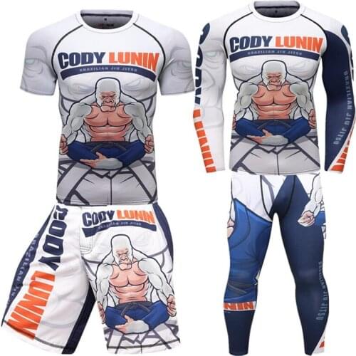 Men Jiu Jitsu KickBoxing Muay Thai Mens Boxing Jerseys BJJ MMA Rashguard Compression T Shirts Sets Running Shirts Leggings Suits