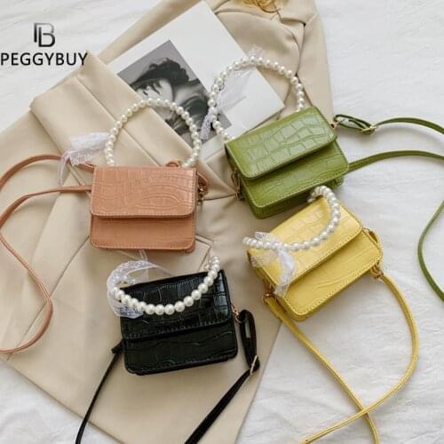 Stone Pattern Pearl Chain Shoulder 2021 New High-quality PU Leather Womens Designer Handbag Small Shoulder Messenger Bag