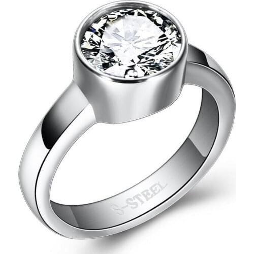 Round Zircon Engagement Jewelry Stainless Steel Rings Wedding Rings for Women Accessories Good Quality