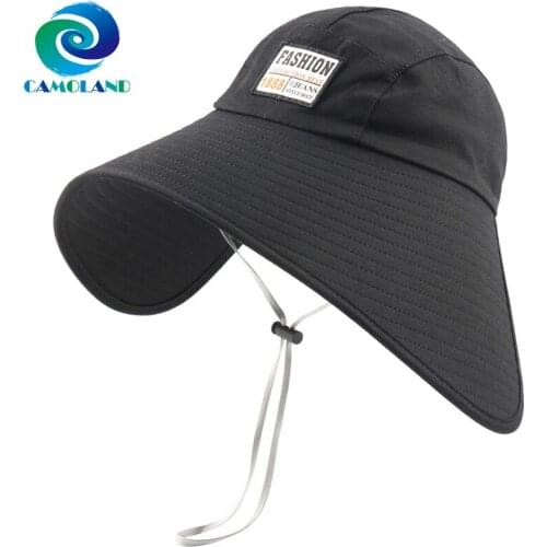 CAMOLAND Summer Fashion Women Ponytail Bucket Hats UV Protection Sun Hat Unisex Wide Brim Hiking Fishing Boonie Hat Beach Caps