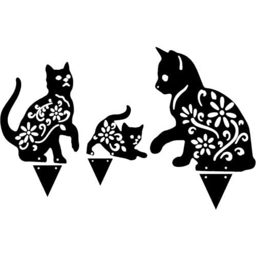 Metal Hollow Iron Cat Garden Decoration Place Card Outdoor Decoration Black Iron Cat Cat Shape Mosquito Coil Rack Repellent Cat