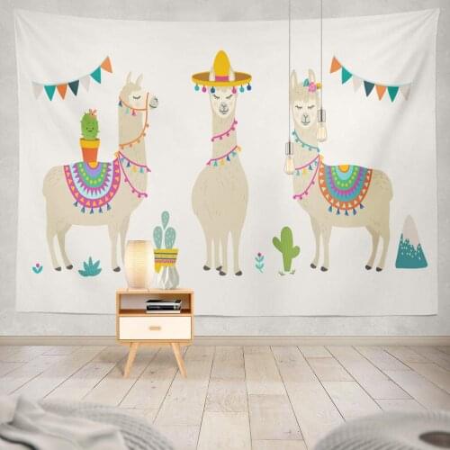 Cute Cartoon Character and Cactus Nursery Greeting Birthday Tapestry