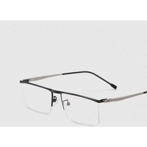 Width-135 Alloy elastic hinge myopia eyeglasses frames male half rim business men Optical prescription glasses eyewear frames