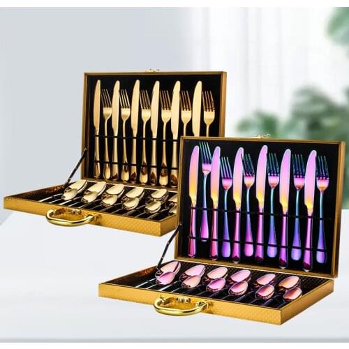 Stainless Steel Golden Cutlery Set Steak Knife Fork Coffee Spoon Teaspoon Dinner Knife Dinnerware Tableware Dinner Set Service