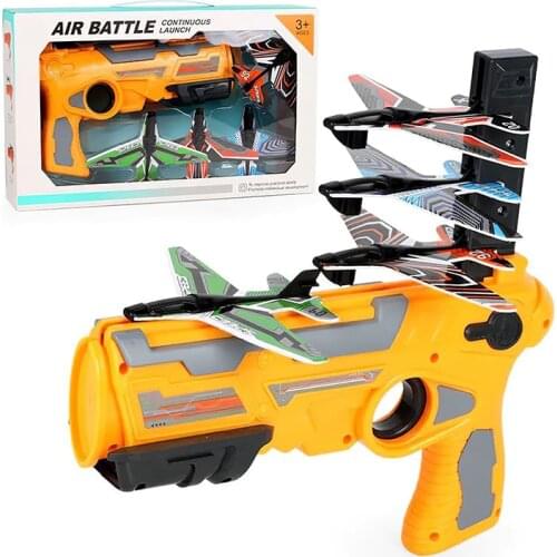 One-click Burst of Ejection Foam Airplane Shooting Game Gun Toys Catapult Plane Toy Guns Aircraft Pistol Set Kid Gifts Outdoor