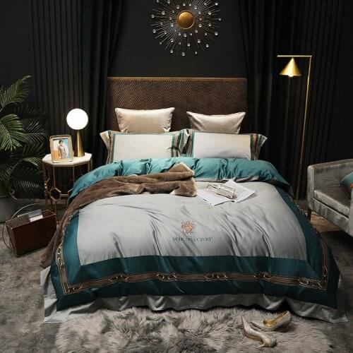 New 4pcs Egyptian cotton Duvet Cover Sets King Queen Size Bedding Sets Pillowcases luxury embroidery bed cover Bed Linen
