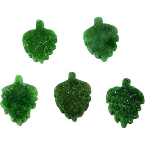 NEW Green Leaf Druzy stone Pendants CabochonsDrusy Geode leaves Charms Wholesale Supplies Handmade dainty beads