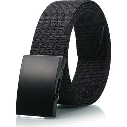New Tactical Men Belt Plain Canvas Military Web Belt Solid Black Metal Roller Buckle Mens Womens Casual Waist Belts 3.8cm