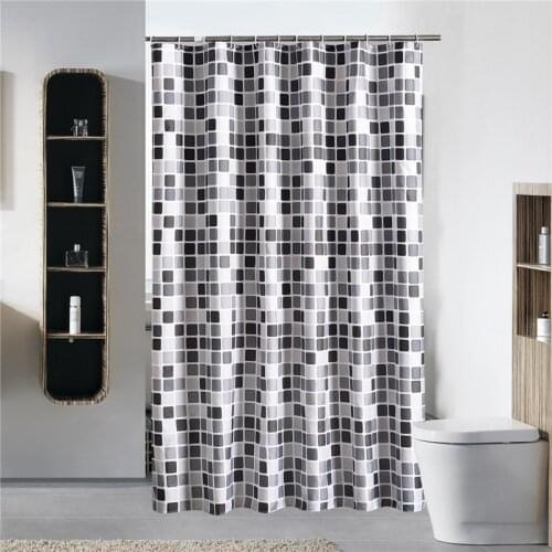 New Black+white+gray Plaid Bathtub Bathroom Fabric Shower Curtain Waterproof Mildewproof Bath Curtains