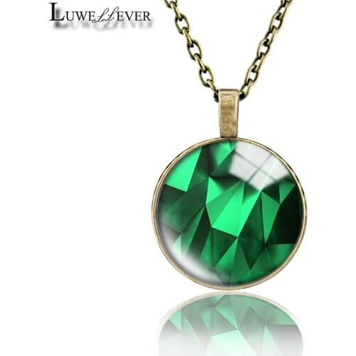 Rock Flower Necklace 731 25mm Bronze 30mm Wood Rhinestone Double-sided Moon Round Glass Pendant For Women Gift