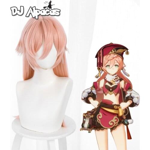 Hot Game Genshin Impact Yan Fei Cosplay Wig Yanfei Gradient Pink White Resistant Synthetic Hair Women Role Play 60cm Long Heat
