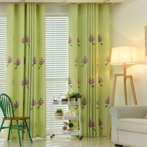 Provence Lavender Embroidered Curtains and Tulles for Living The Bedroom Curtains for Children Room Princess Window Curtains