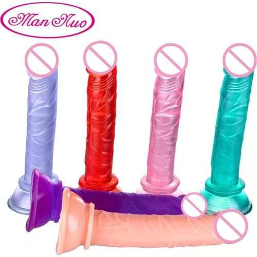 Man Nuo Realistic Dildo Jelly Soft Penis with Strong Suction Cup Adult Erotic Vagina Orgasm Sex Toys for Woman Dicks Consolador