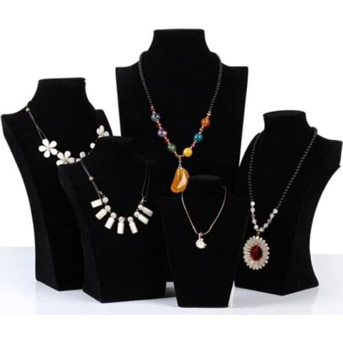 Luxury Black Velvet Model Bust Show Jewelry Display Necklaces Pendants Display Holder Stand Jewelry Mannequin Bust For Organizer