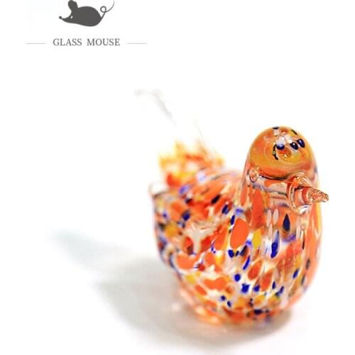 Handmade Miniature Glass Bird Art Figurine Ornament Mixed Color Cute Vivid Animal Sculpture Home Tabletop Decoration Accessories
