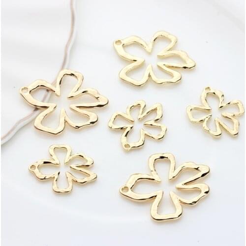 Zinc Alloy Golden Flowers Earring Charms Connector 6pcs/lot for DIY Designer Charms for Bangles Wholesale Nickel Free