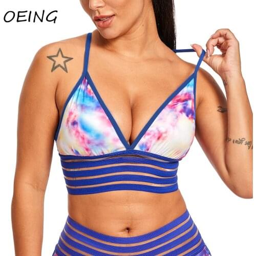 Blue Sexy Floral Print Womens Fitness Bras Joggers Workout Clothes Summer Sport Wear Casual Sport Bra