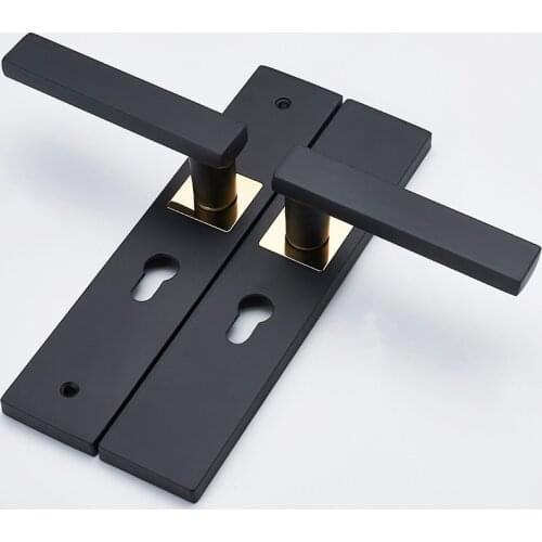 Door locks aluminum alloy Continental bedroom minimalist Interior door handle cylinder lock silent security door lock home