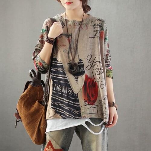 Women Pullover Print Cartoon Sweaters Soft Mori Girl Pastel Sweater Tops Winter Autumn Cotton Ladies Knitted Clothes AA119S50