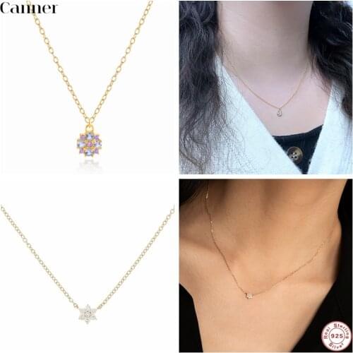 Canner 925 Sterling Silver Pendant Necklaces Butterfly Snowflake Zircon Necklaces For Women Fine Jewelry Collares Collier W3