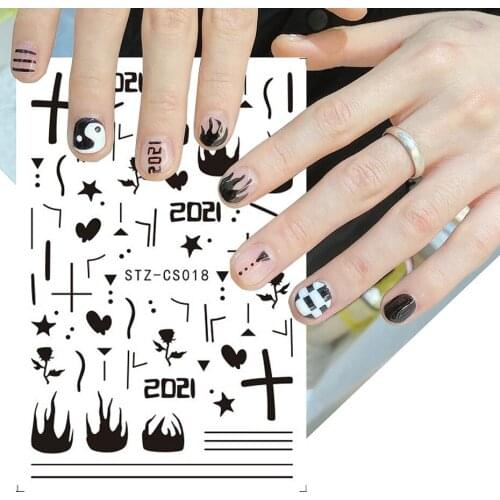 10PCS Color Flame Abstract Girl Star Female Blue Smile Fruit Pattern Nail Art Sticker Nail Art Slider Decoration Beauty Tool