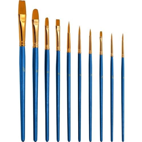 10pcs Multiple Mediums Brushes Paint Brushes Set Kit Artist Paintbrush with Nylon Hair for Oil Acrylic Painting Art Supplies