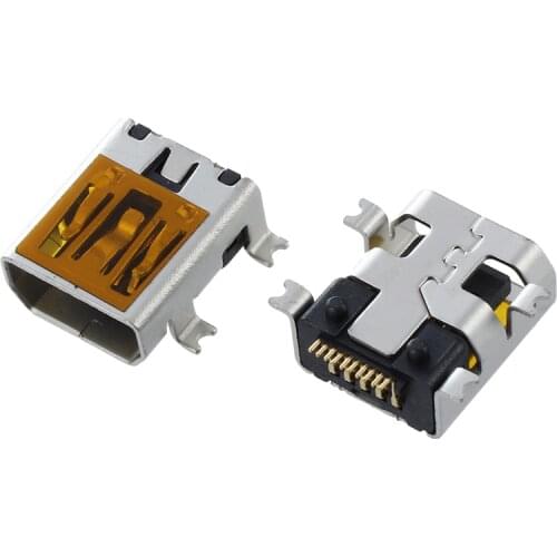10Pcs Female Mini USB Type B 10 Pin SMT SMD Mount Jack Connector Port Flat Mouth