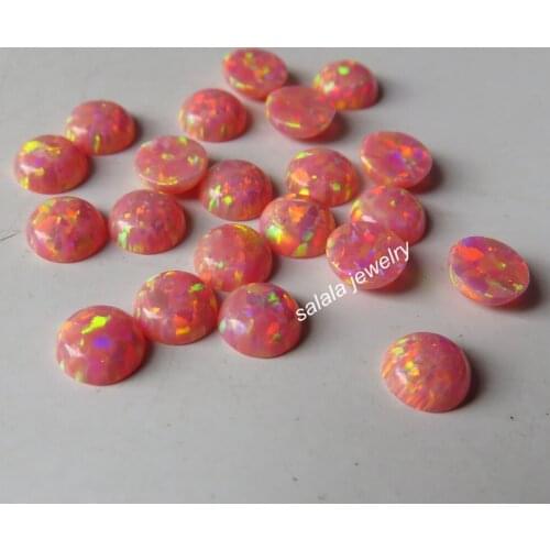 100pcs/lot OP24 Salmon Pink Fire Opal 5mm Round Opal Synthetic Round Cabochon Opal Round Opal Cabochon Stone for Jewelry