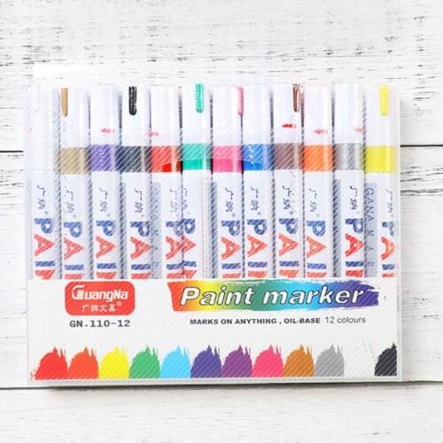 12pcs/lot colorful Waterproof pen Car Tyre Tire Metal Permanent Paint markers Q1JC