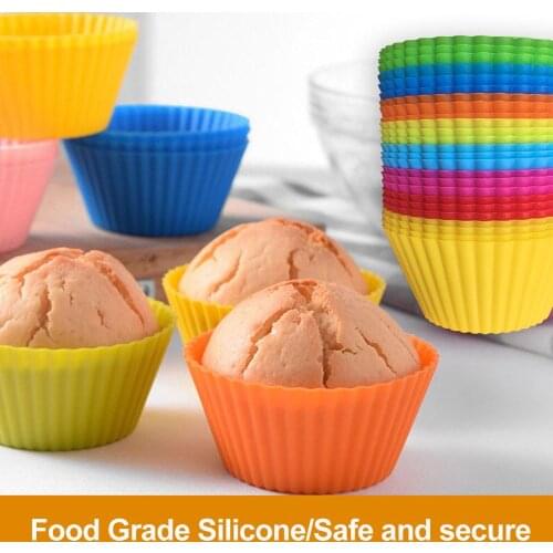 12 pcs Silicone Cake Mold Round Shaped Muffin Cupcake Baking Molds Kitchen Cooking Bakeware Maker DIY Cake Decorating Tools