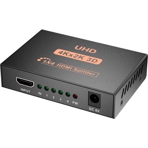 4K 1X4 HDMI Splitter By 1 Port to 4 HDMI Display Duplicate/Mirror USB Powered Splitter for PS5 (One to Four Outputs)