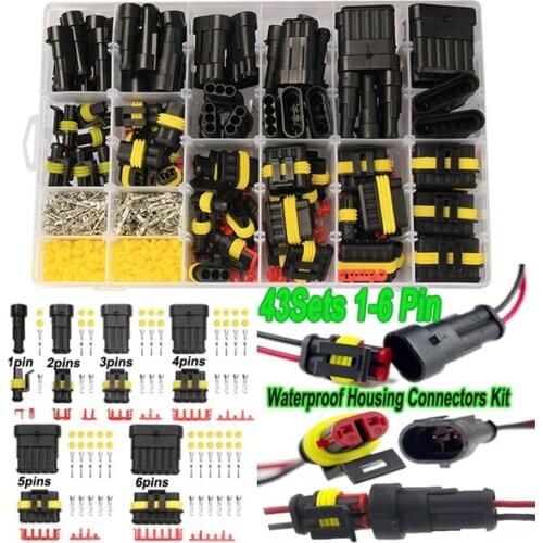 708PCS(43Sets) 1-6Pins Way Car Sealed Waterproof Electrical Wire Connector Plug Kit Car Accessories