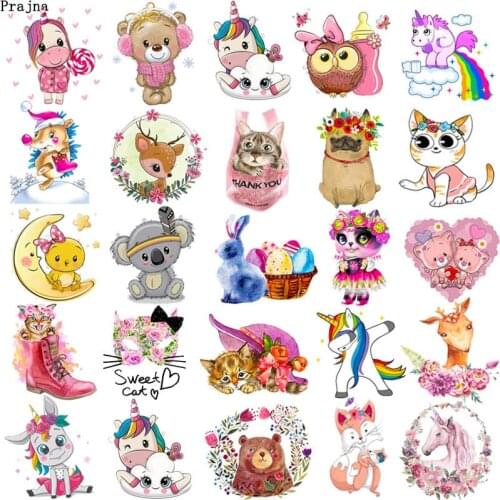 Koala/Cat/Unicorn Patch Applique Iron-on Transfers For Clothing Thermal Stickers Heat Transfer Patches On Kids Clothes DIY Print