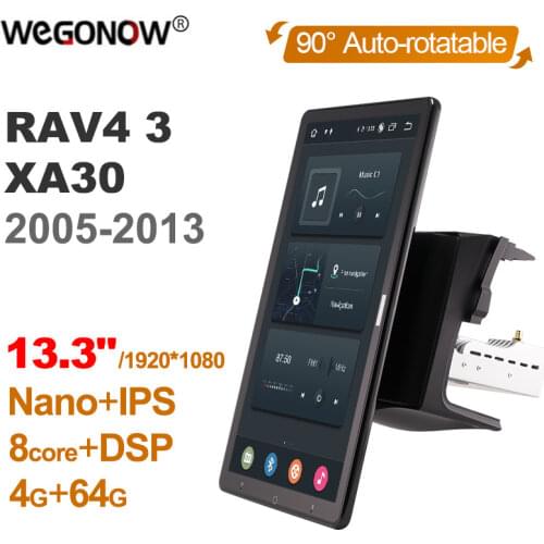 Tesla style PX6 Android 10 Car DVD Player Auto Rotatable IPS Navigation GPS Wifi Stereo Radio For Toyota RAV4 3 XA30 2005-2013