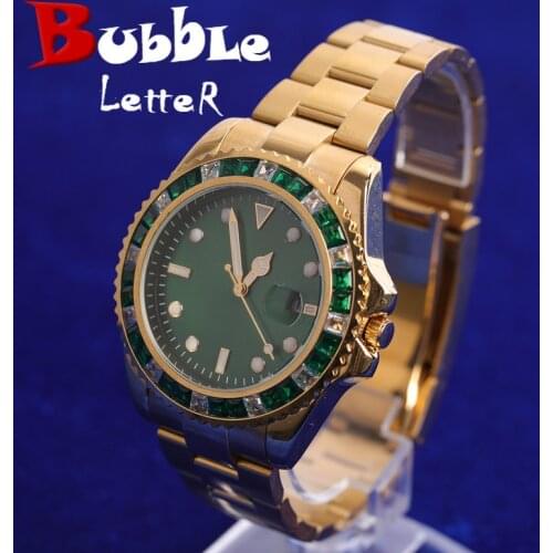 Bubble letter Mens Stainless Steel Watch