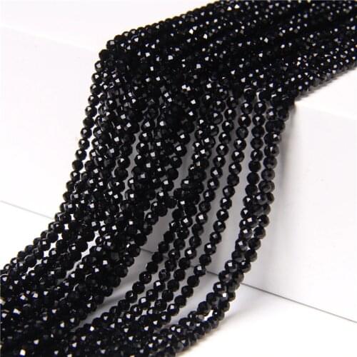 Small Bead Natural Stone Facted Black Spinal Sapphires Rubys2 3 mm section Loose Beads for Jewelry Making Necklace DIY Bracelet
