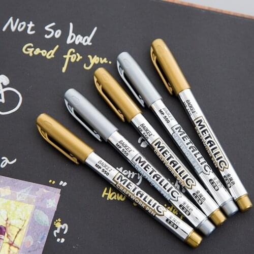 DIY Metal Waterproof Permanent Paint Marker Pens Sharpie Gold and Silver 1.5mm Student Supplies Craftwork Pen Art painting