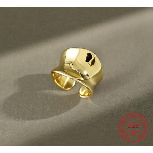 Europe and United States Selling 100% 925 Sterling Silver Ring Curved Concave Design Simple Personality Charming Female Jewelry