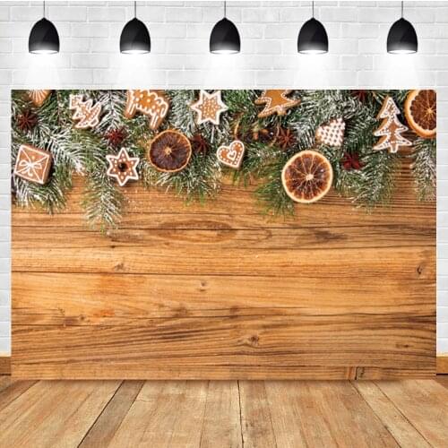 Laeacco Christmas Tree Snow Wooden Board Toy Baby Birthday Portrait Photo Photography Backdrop Photo Background For Photo Studio