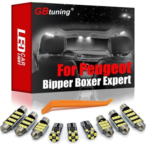 10PCS Error Free LED Interior Dome Map Light Kit For Peugeot For Bipper Boxer Expert 1994-2020 Vehicle Trunk Bulb Accessories