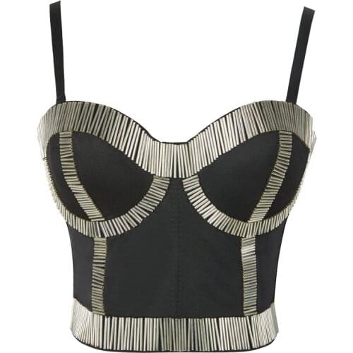 Gogo Dance Clothes For Adult Metallic Bra Jazz Dance Tops Drag Queen Costumes Pole Dance Clothing Sexy DJ DS Outfit DL7246