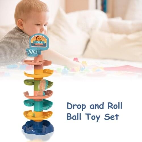 Rolling Ball Pile Tower Puzzle Babys Toys Rattles 7 Layer Spin Track Montessori Educational Newborn Toys For Kids Hobbies