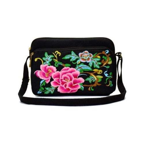 Nice floral embroidery national wome shopping handbags!Hot bohemian prints lady three-zuppers shoulder bag Top small canvas bag
