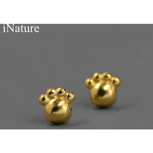 INATURE 925 Sterling Silver Cat Dog Paw Stud Earrings For Women Girls Jewelry