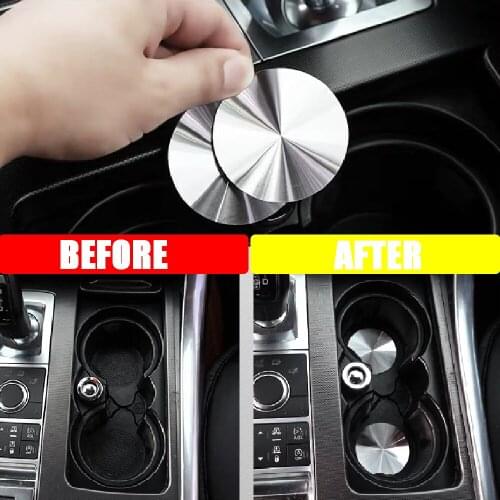 JEAZEA 2x 58mm Cup Holder Mat Pad Aluminum alloy Decoration Cover Fit For Land Rover Range Rover Sport Evoque Vogue Discovery 4