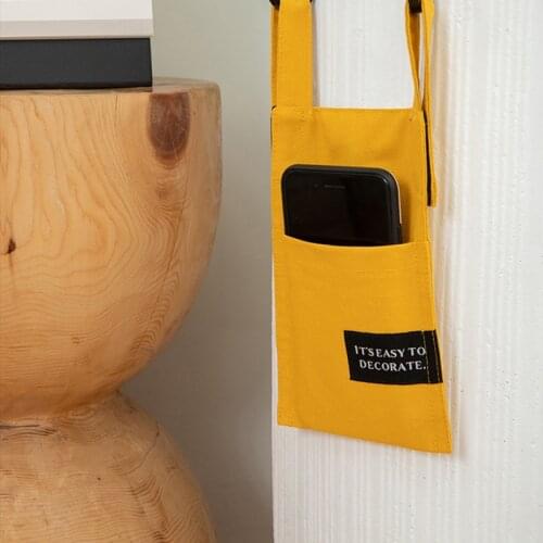 Phone Pocket Hanging Storage Bag for Door Bed Side Fabric Phone Storage Bag for Toilet Kitchen Bathroom Phones Holder Organizer