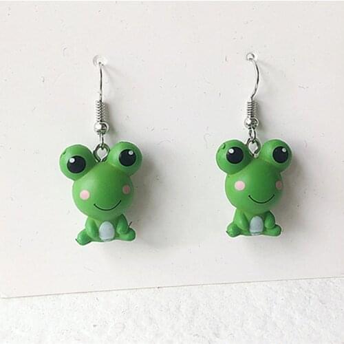 Creative Cute Green Frog Drop Earrings For Women Girls Cartoon Lovely Mini Frogs Dangle Earring Grils Party Fashion Jewelry B072