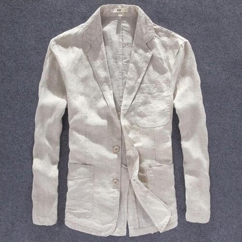Linen Jackets Men Breathable Refreshing Pure Self-cultivation Business Cotton Linen Small Single West Blazers 2020 New