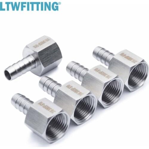 LTWFITTING Stainless Steel 316 BSP Fitting Coupler/Adapter 3/8-Inch Female BSPP x 5/16-Inch(8mm) Hose Barb Fuel Gas